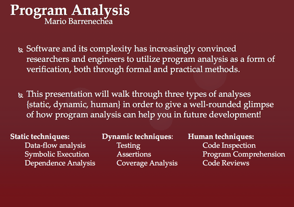 Program Analysis by Mario Barrenechea