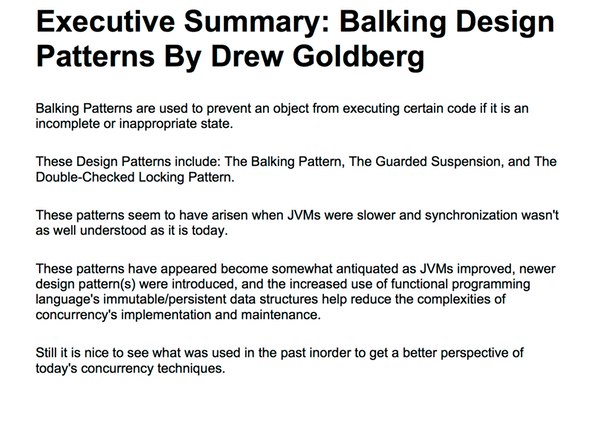 Balking Design Patterns by Drew Goldberg