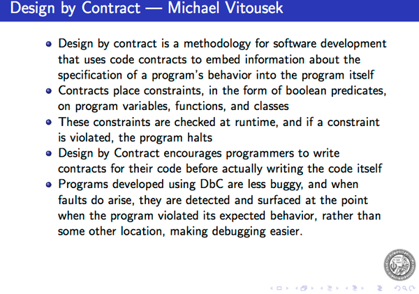 Design by Contract by Michael Vitousek